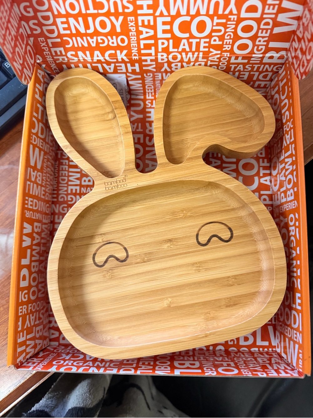 Bamboo Bunny-Shaped Divided baby Plate - Natural Bamboo